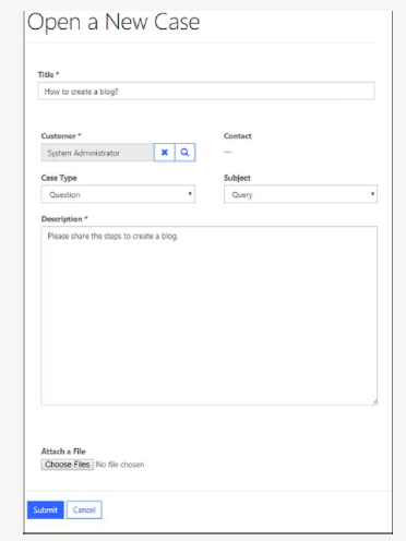 Create case screenshot